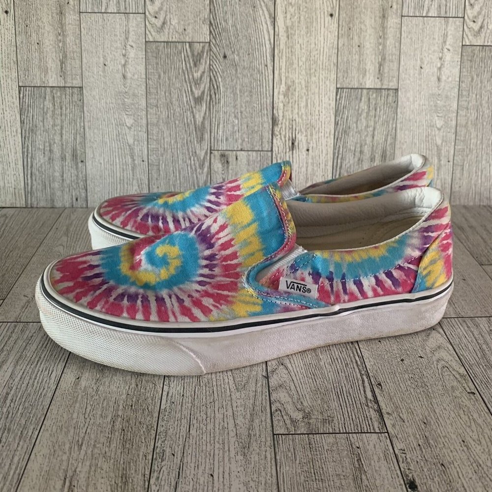 VANS Slip On Multicolor Tie Dye Canvas Low Top Skate Shoes Men’s 6 Women’s 7.5